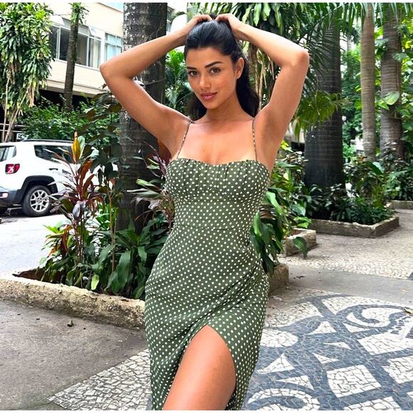 ZARA Blogger Fave Printed Ruched Midi Dress NWT LAST ONE!!! 💚 - Picture 6 of 16